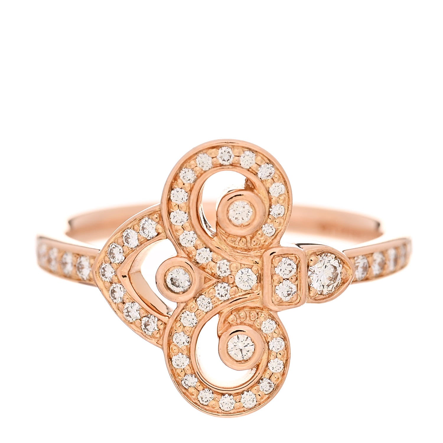 Tiffany 18K Rose Gold Diamond Fleur de Lis Ring 49 5 1 of 4