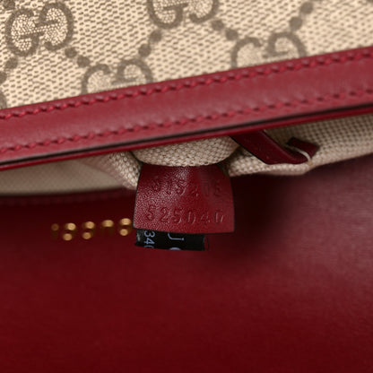 Gucci GG Supreme Monogram Horsebit 1955 Soft Small Shoulder Bag Beige Ebony Rosso Ancora 7 of 10
