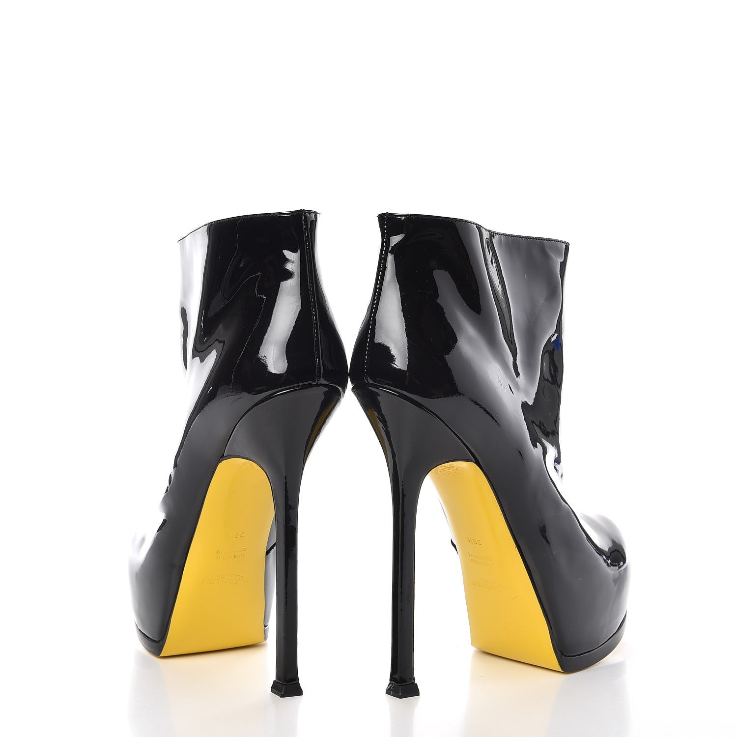 Saint Laurent Patent Paris Tribute 105 Platform Boots 38.5 Black Yellow 6 of 15