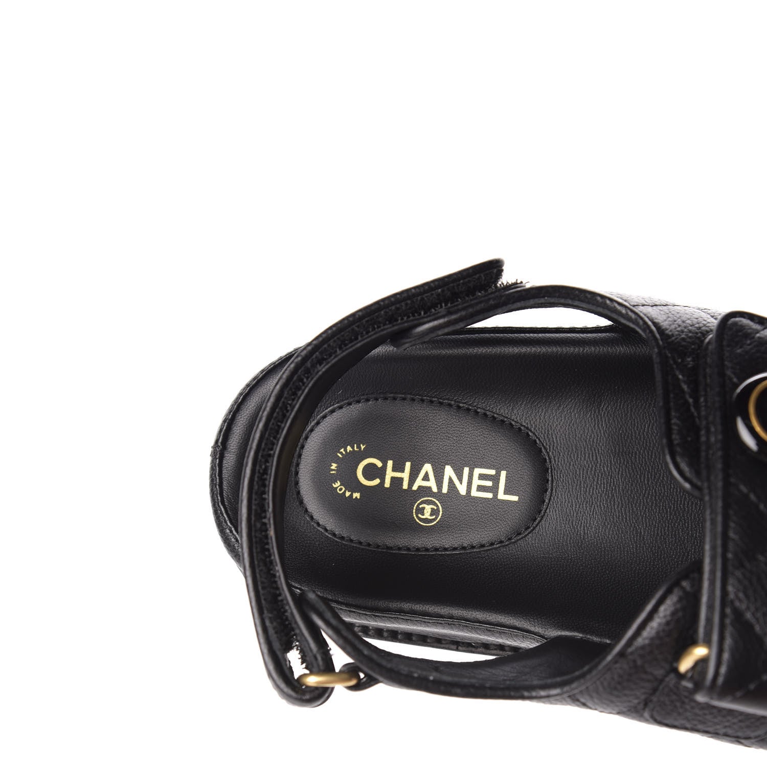 Chanel Grained Calfskin Velcro Dad Sandals 39 Black 7 of 10