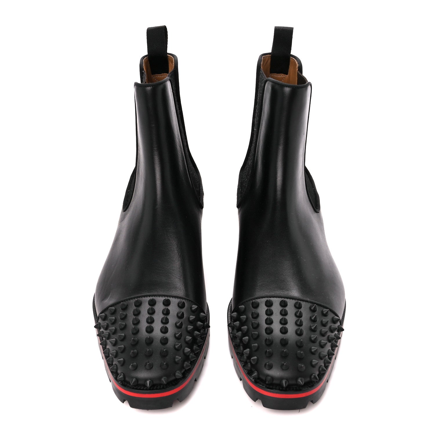 Christian Louboutin Calfskin Mens Melon Spikes Flat Chelsea Boots 46 Black 2 of 8