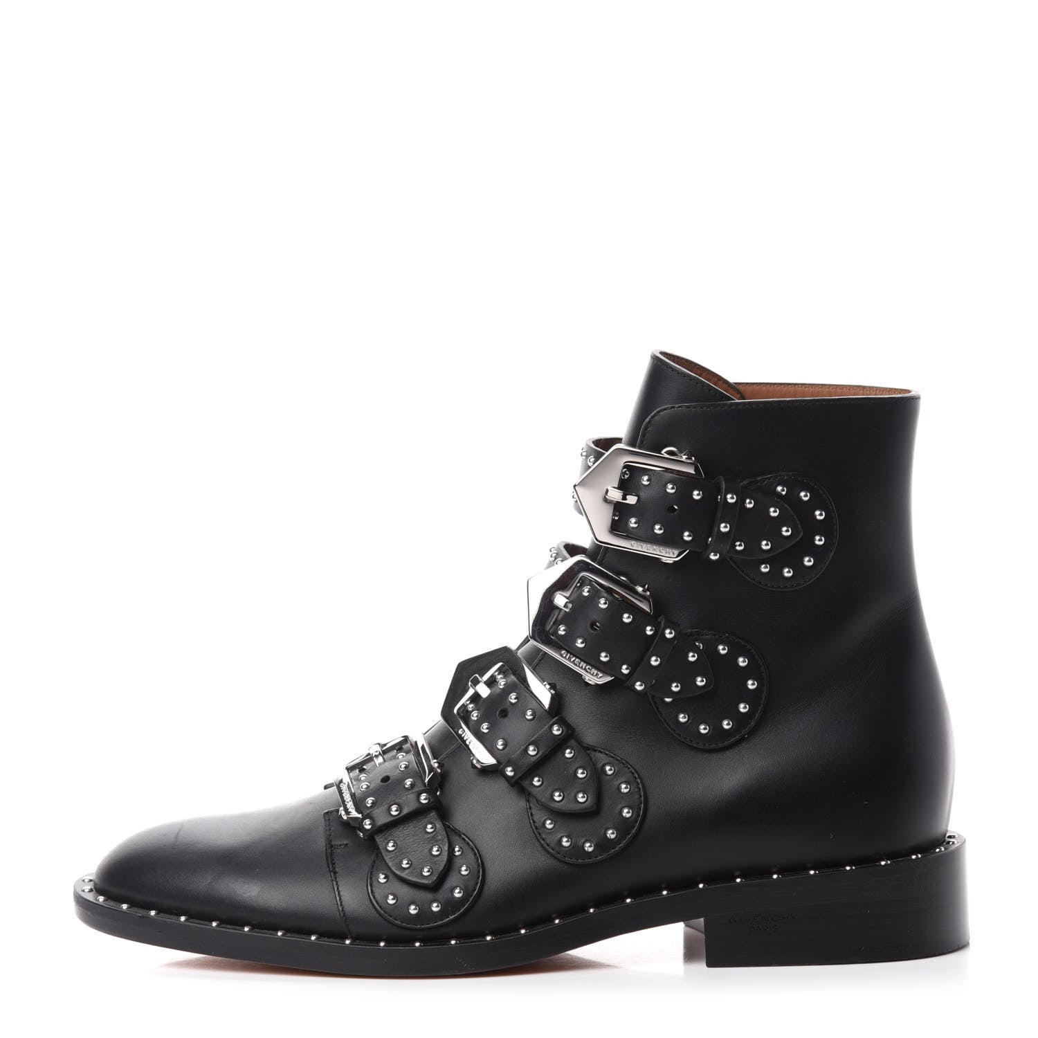 Givenchy Calfskin Studded Prue Buckle Bootie 37 Black 1 of 9
