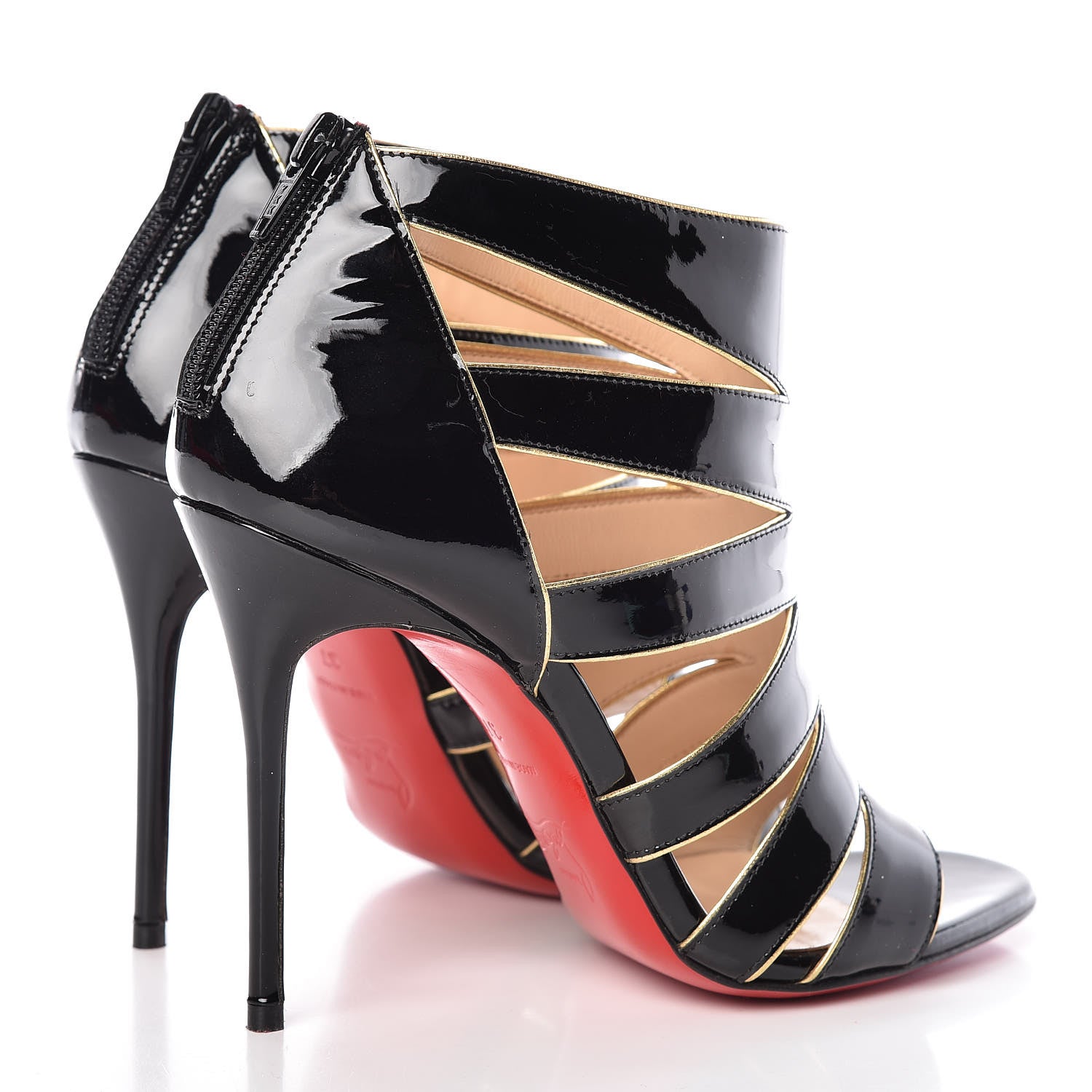 Christian Louboutin Patent Beauty K 100 Cage Sandals 37 Black 4 of 8