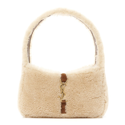 Saint Laurent Shearling Le 5 A 7 Mini Hobo Natural Beige 1 of 12