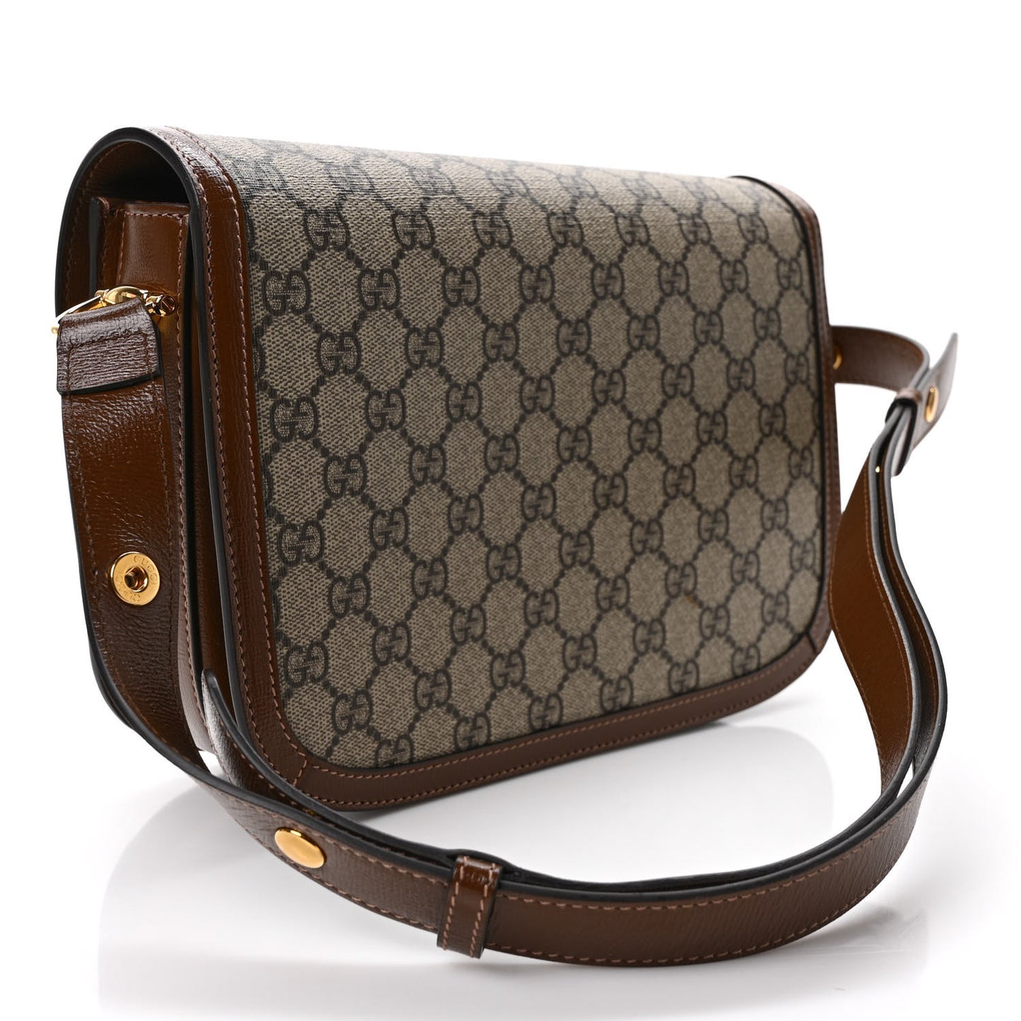 GG Supreme Monogram Horsebit 1955 Shoulder Bag Beige Brown Sugar