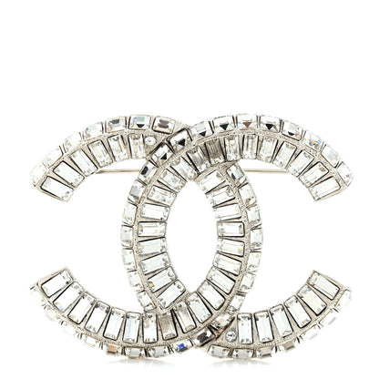 Chanel Baguette Crystal CC Brooch Silver 1 of 4