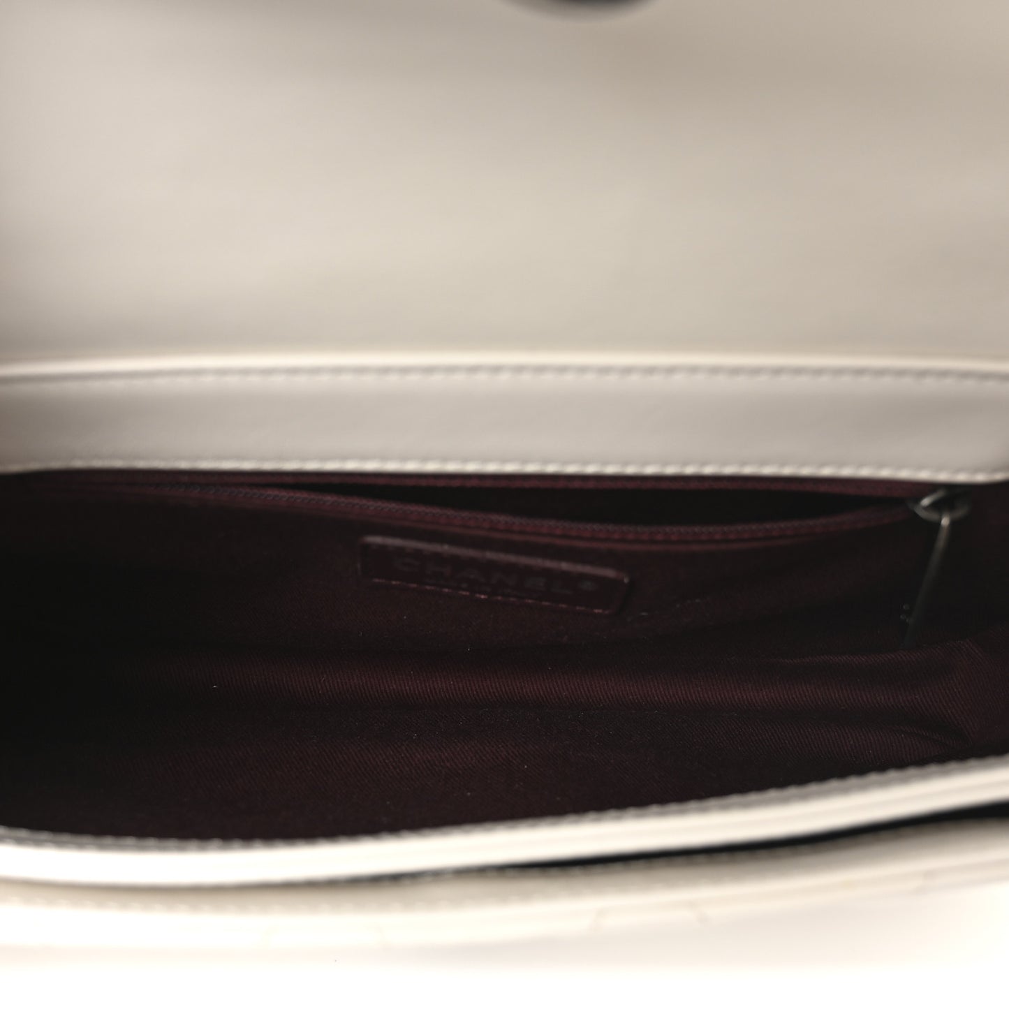 Glazed Calfskin Medium Perfect Edge Flap White