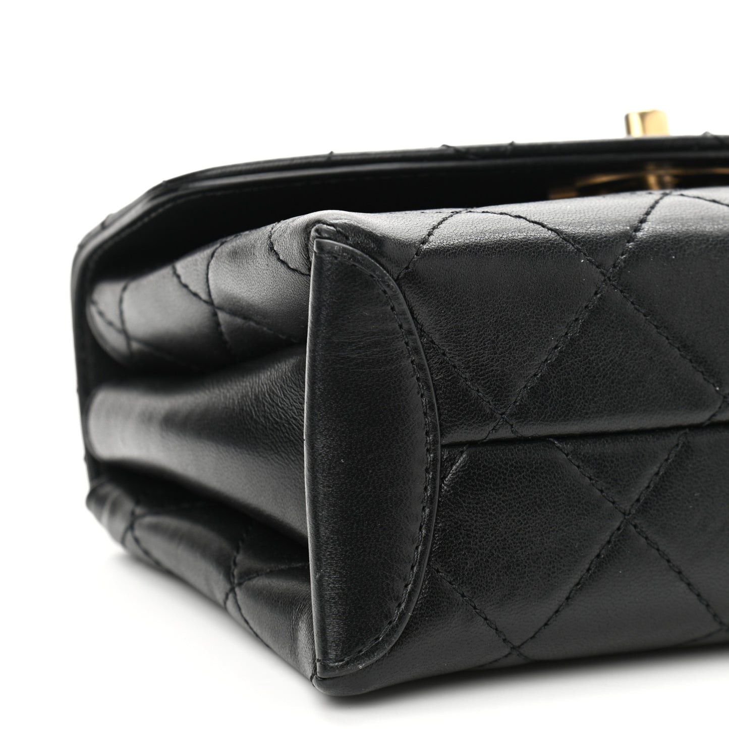 Lambskin Quilted Small Trendy Spirit Top Handle Bag Black