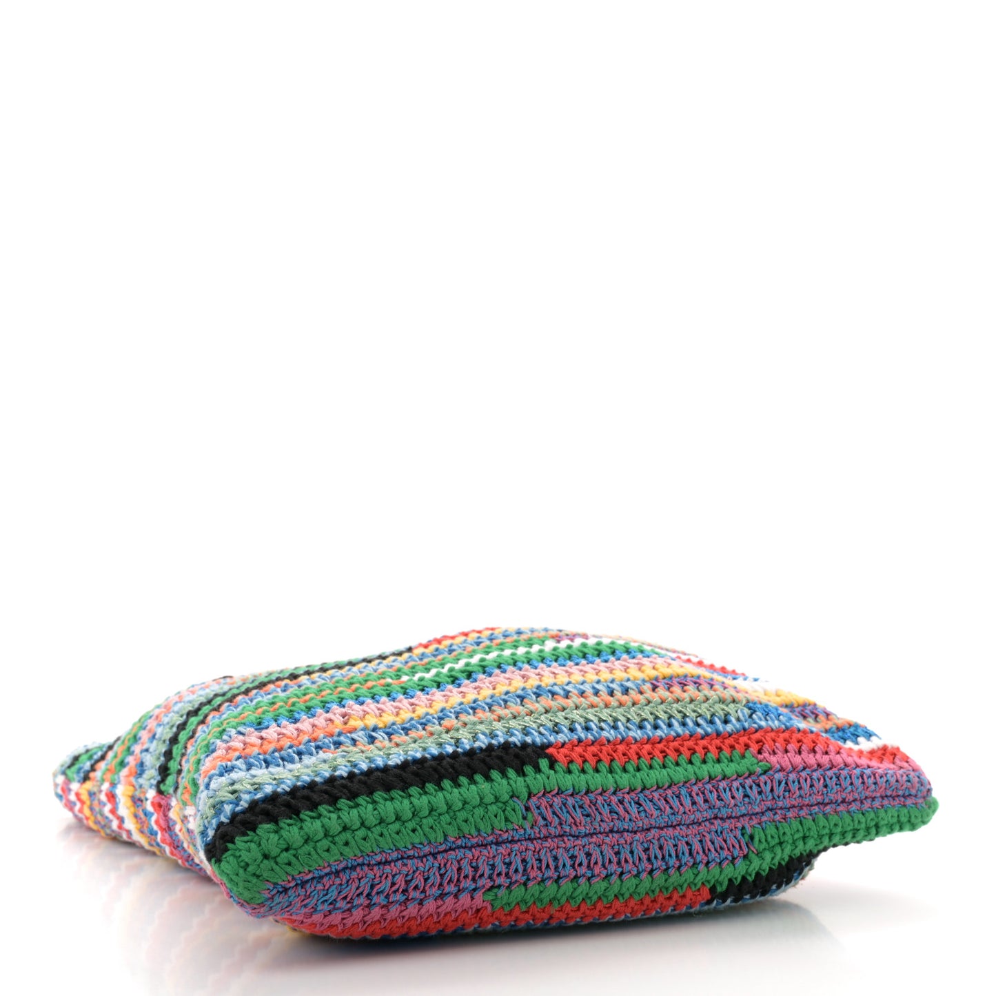 Cotton Crochet Stripe Vertical Tote Bag Multicolor