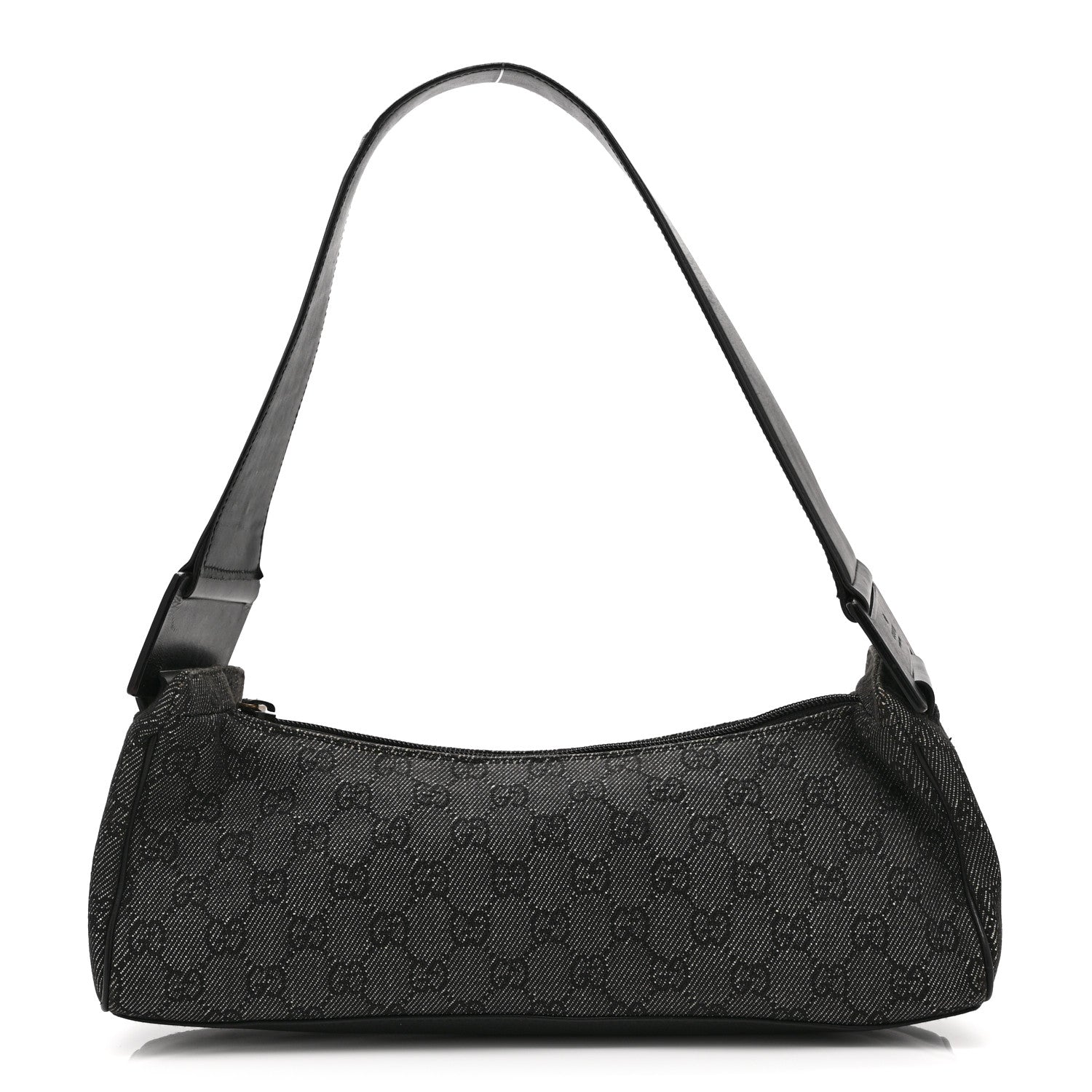 Gucci Denim Monogram GG Signature Shoulder Bag Black 1 of 10