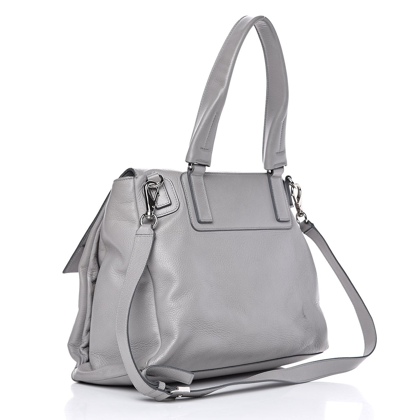 Grained Calfskin Medium Pandora Pure Flap Bag Pearl Grey