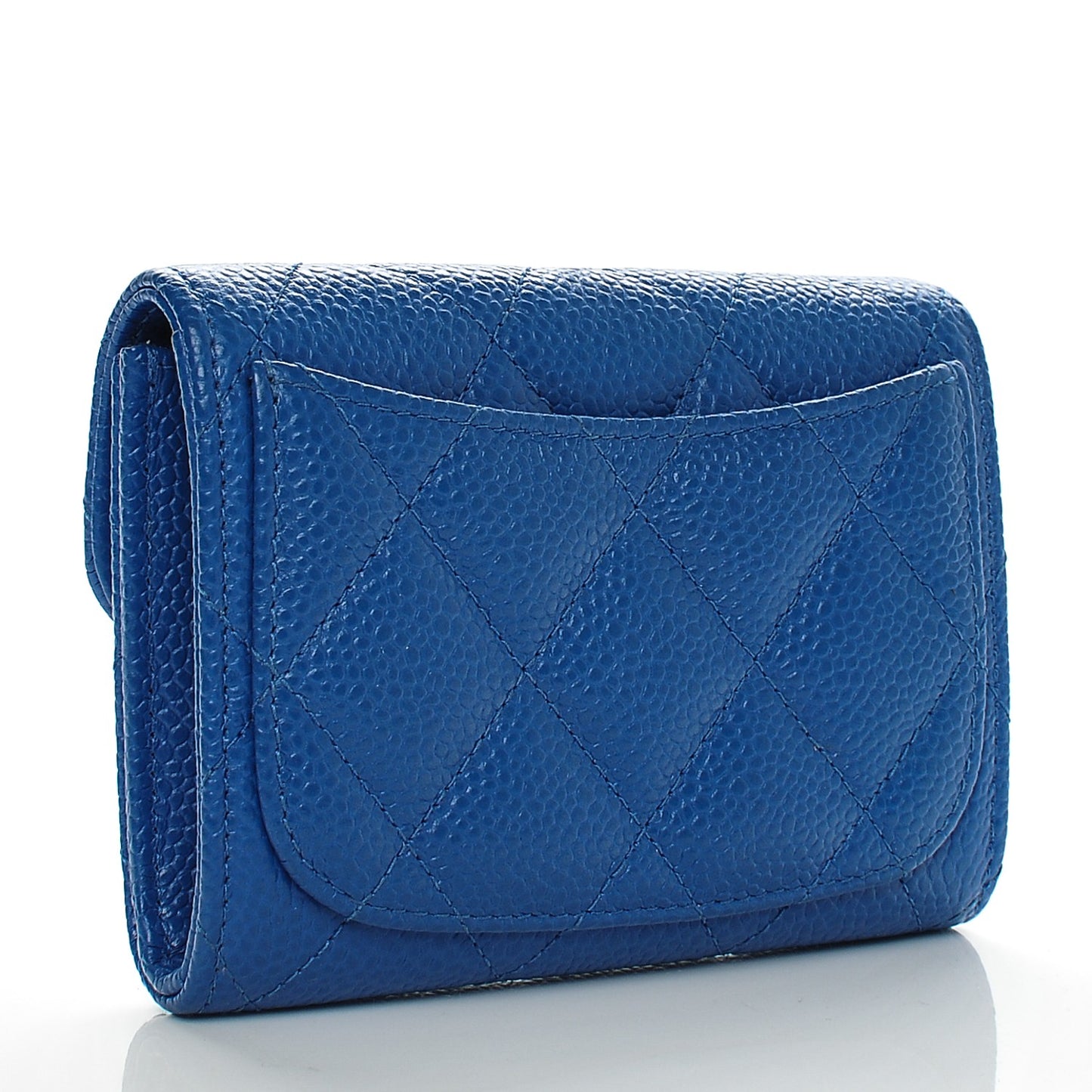 Caviar Quilted Card Holder Blue
