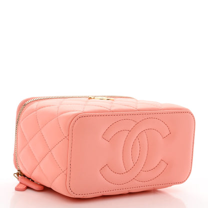 Chanel Lambskin Resin Quilted Vanity Case With Chain Pink 4 of 12