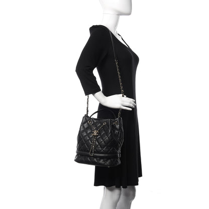 Chanel Caviar Quilted Large Rolled Up Bucket Drawstring Bag Black 2 of 10