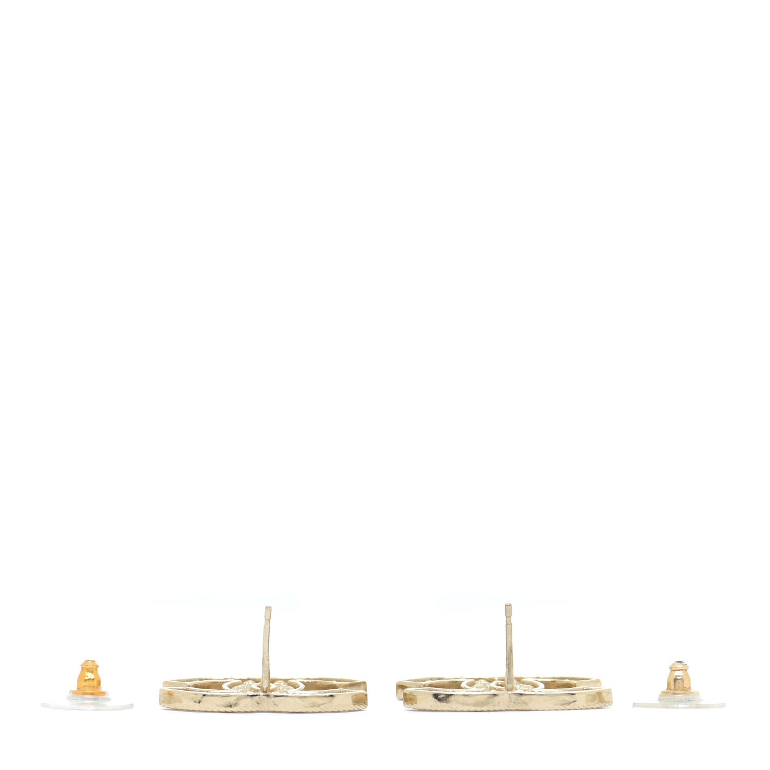 Chanel Pearl Crystal Sparkling Pearls CC Earrings Light Gold 3 of 5