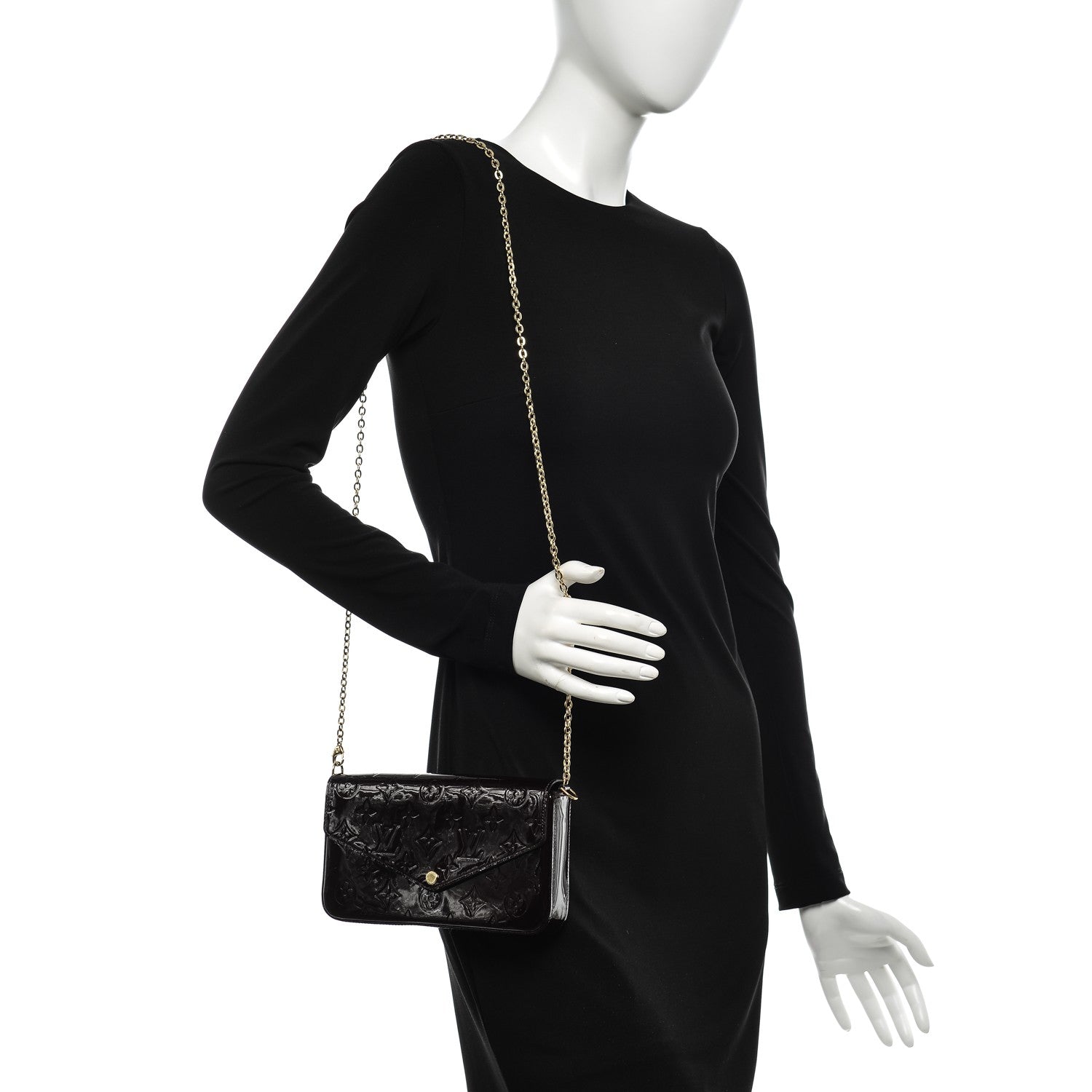 Louis Vuitton Vernis Pochette Felicie Chain Wallet Amarante 2 of 10