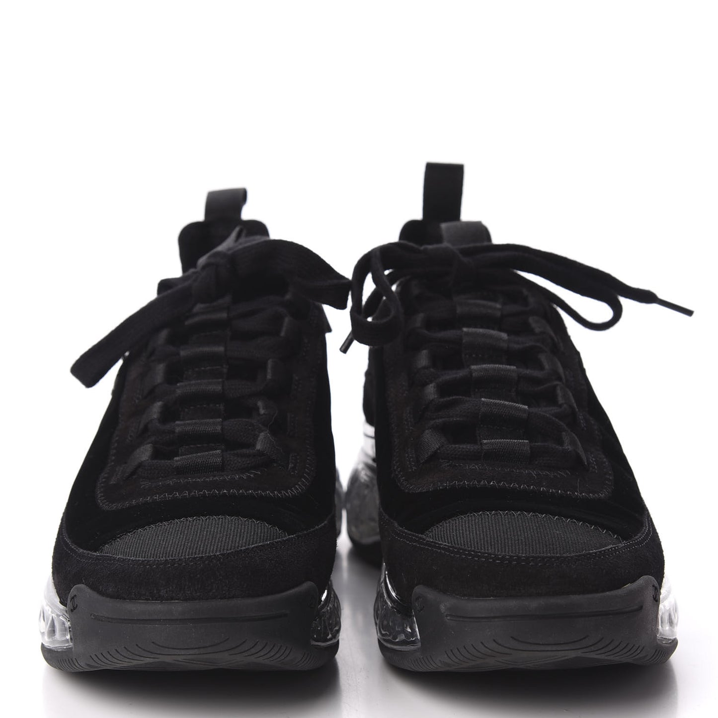 Suede Calfskin Velvet Grosgrain CC Sneakers 37.5 Black
