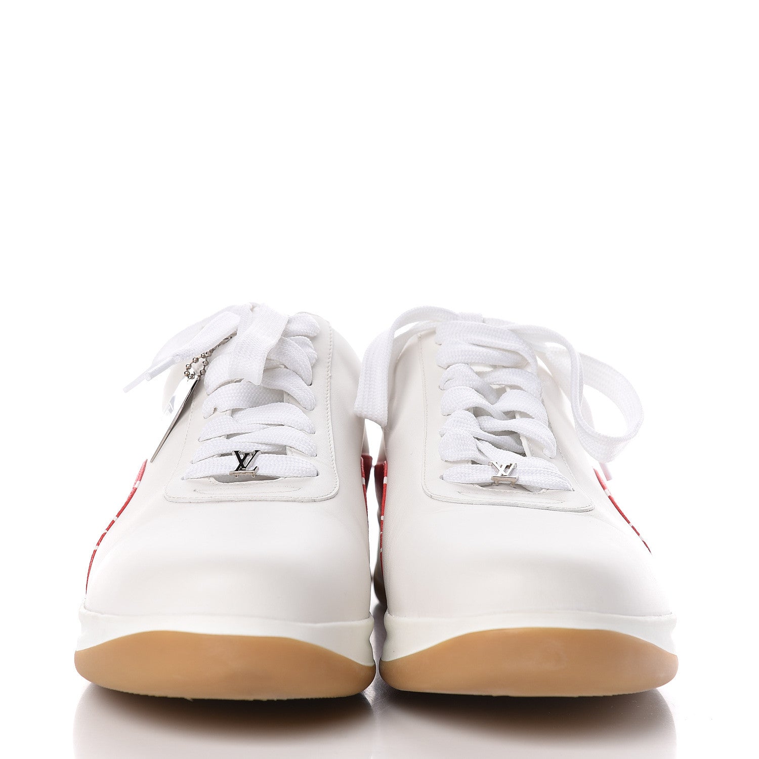 Louis Vuitton X SUPREME Calfskin Monogram Sneakers 9.5 White Red 2 of 8