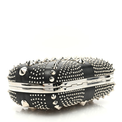 Alexander McQueen Calfskin Studded Britannia Skull Box Clutch Black 4 of 10