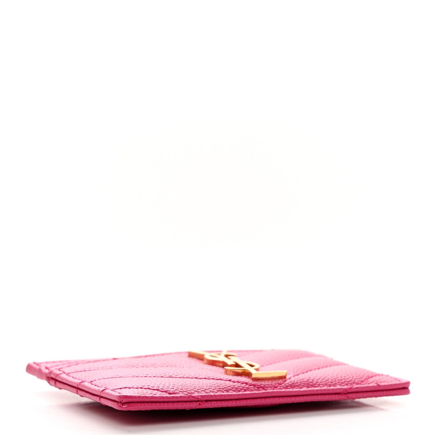 Grain De Poudre Matelasse Chevron Monogram Credit Card Case Fresh Fuxia