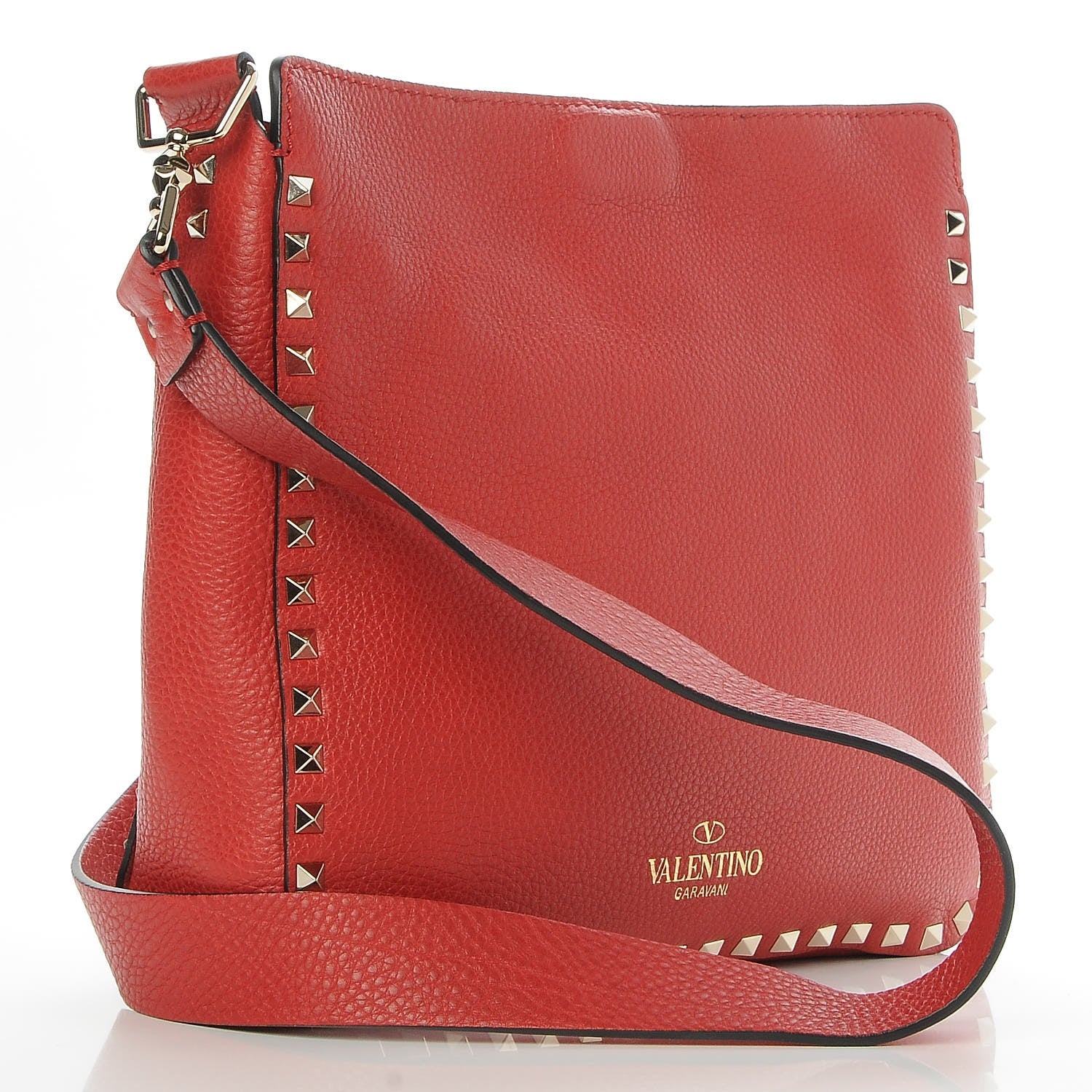 Valentino Garavani Pebbled Calfskin Small Rockstud Flip-Lock Messenger Bag Rosso 3 of 8