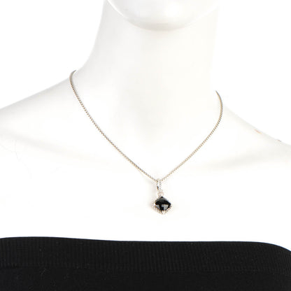 David Yurman Sterling Silver 14K Yellow Gold Pave Diamond Black Onyx 11mm Cushion On Point Pendant Necklace 2 of 4