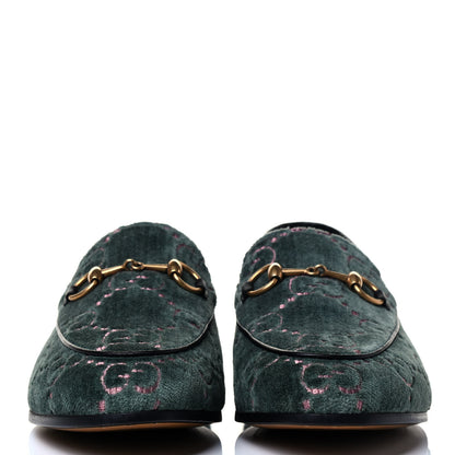Gucci Velvet Malaga Kid GG Monogram Horsebit Womens Jordaan Loafers 36.5 Avio Dusty Pink Black 2 of 5