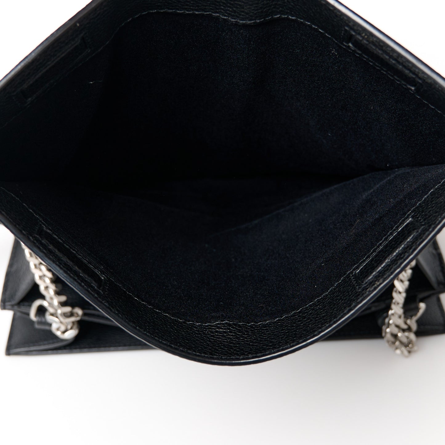 SAINT LAURENT Grained Calfskin Medium Monogram Sunset Crossbody Black