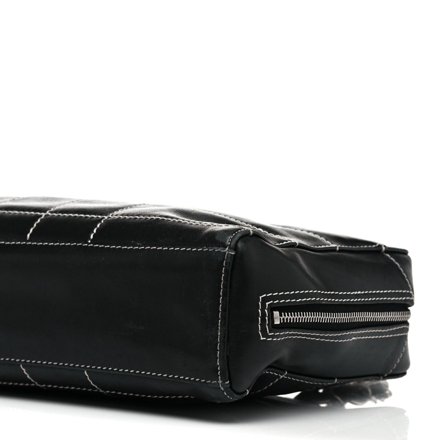Lambskin Square Stitched Shoulder Bag Black