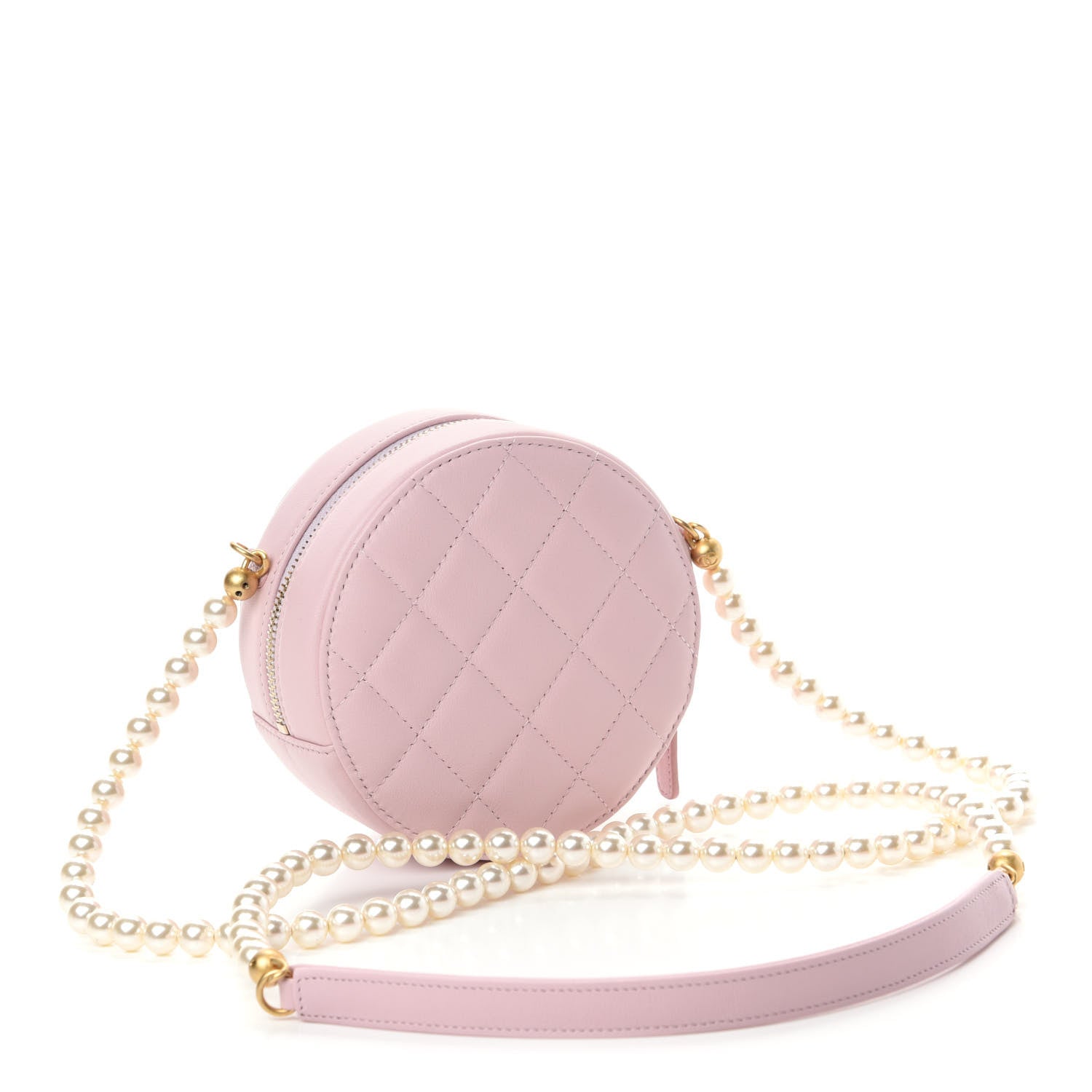 Chanel Calfskin Quilted Pearl Round Clutch With Chain Light Pink 3 of 11