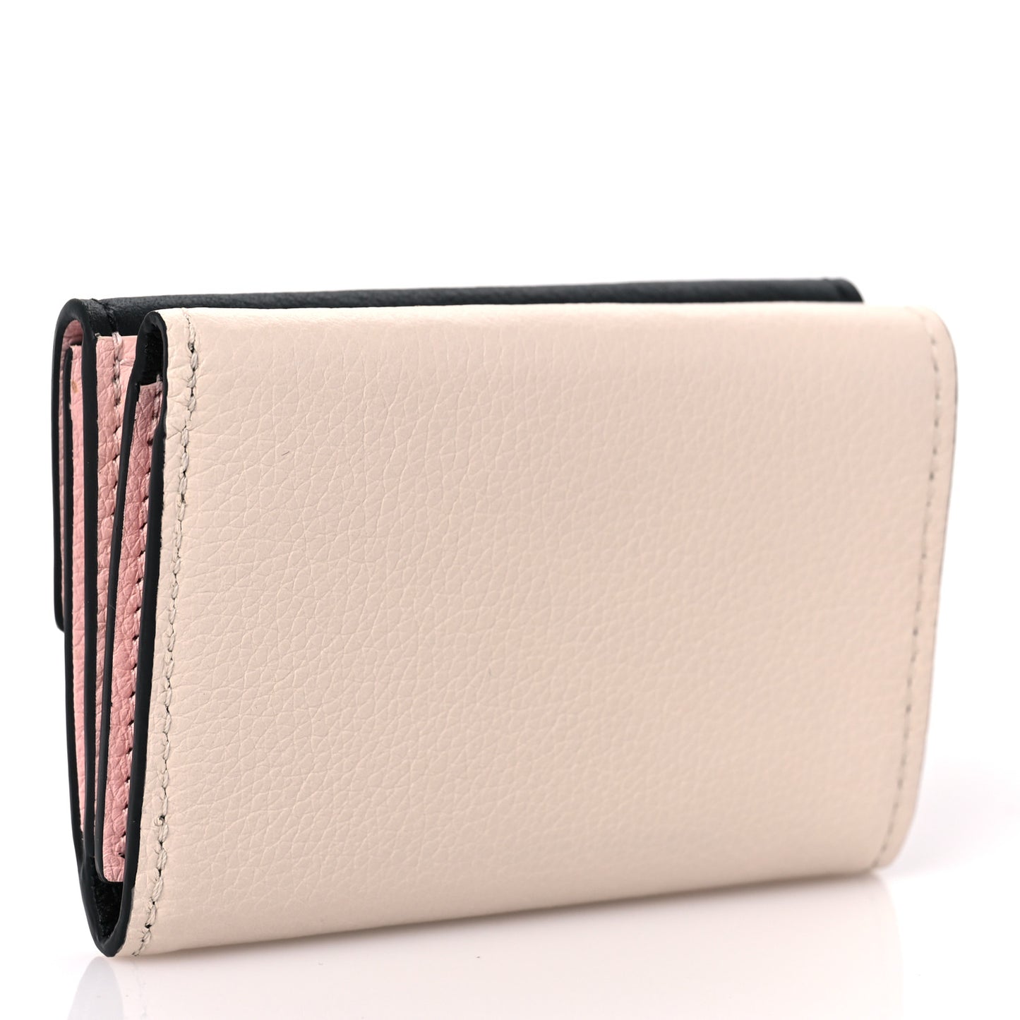 Calfskin Lockmini Wallet Black Cream Pink