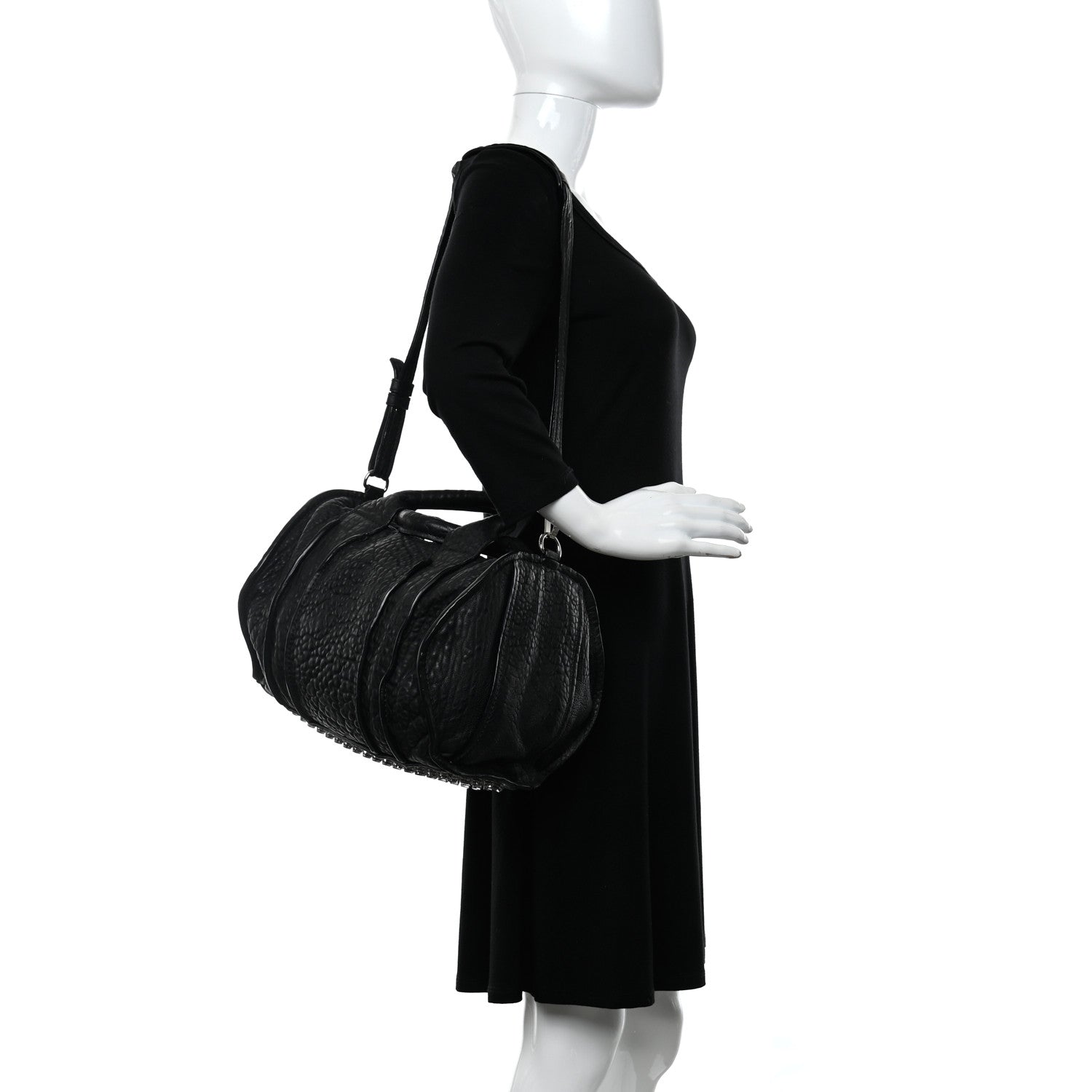 Alexander Wang Pebbled Lambskin Inside Out Rocco Black Clear Resin Hardware 2 of 10