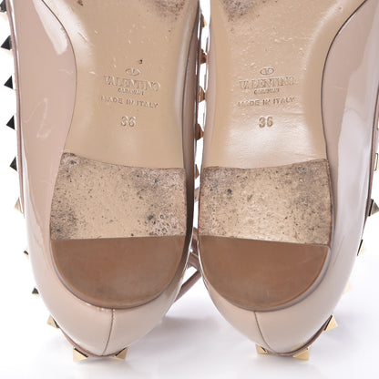 Valentino Garavani Patent Rockstud Cage Ballerina Flats 35 Poudre 12 of 12