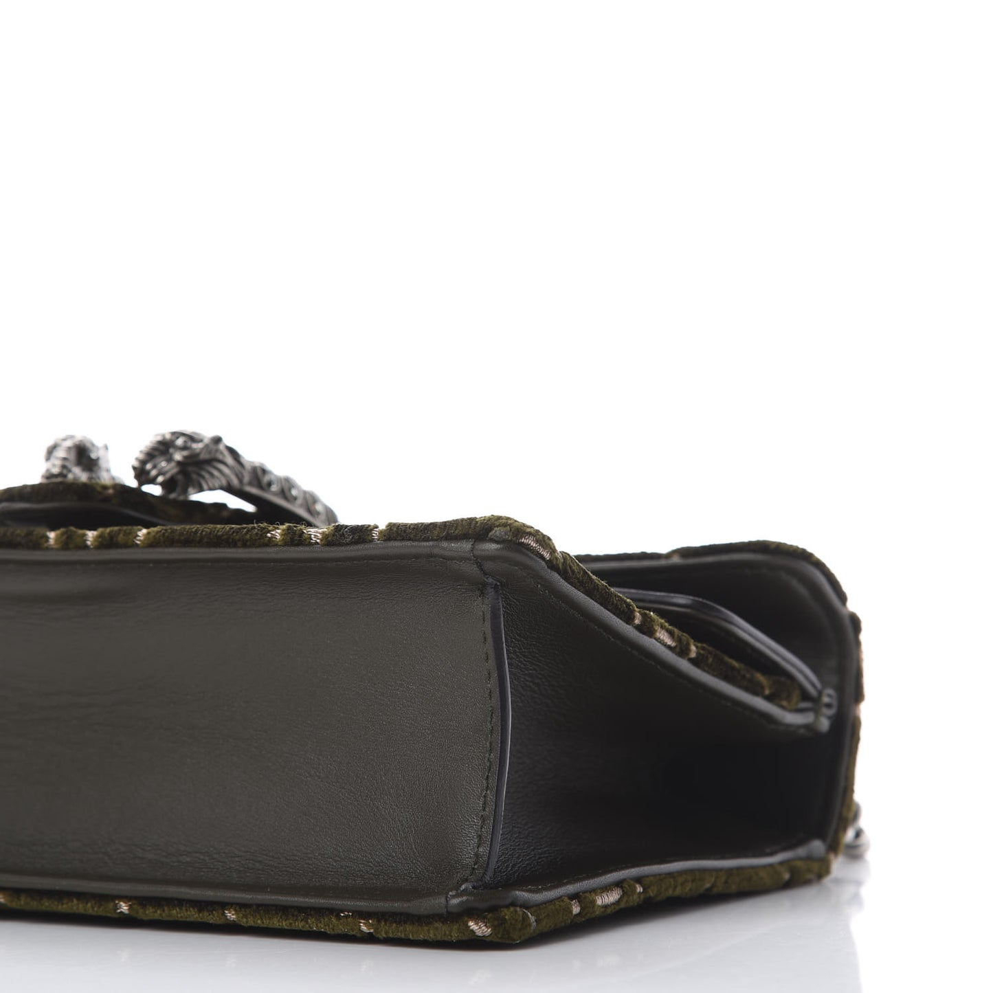 Velvet Moon Calfskin Crystal GG Monogram Small Dionysus Shoulder Bag Dark Olive Rose Gold
