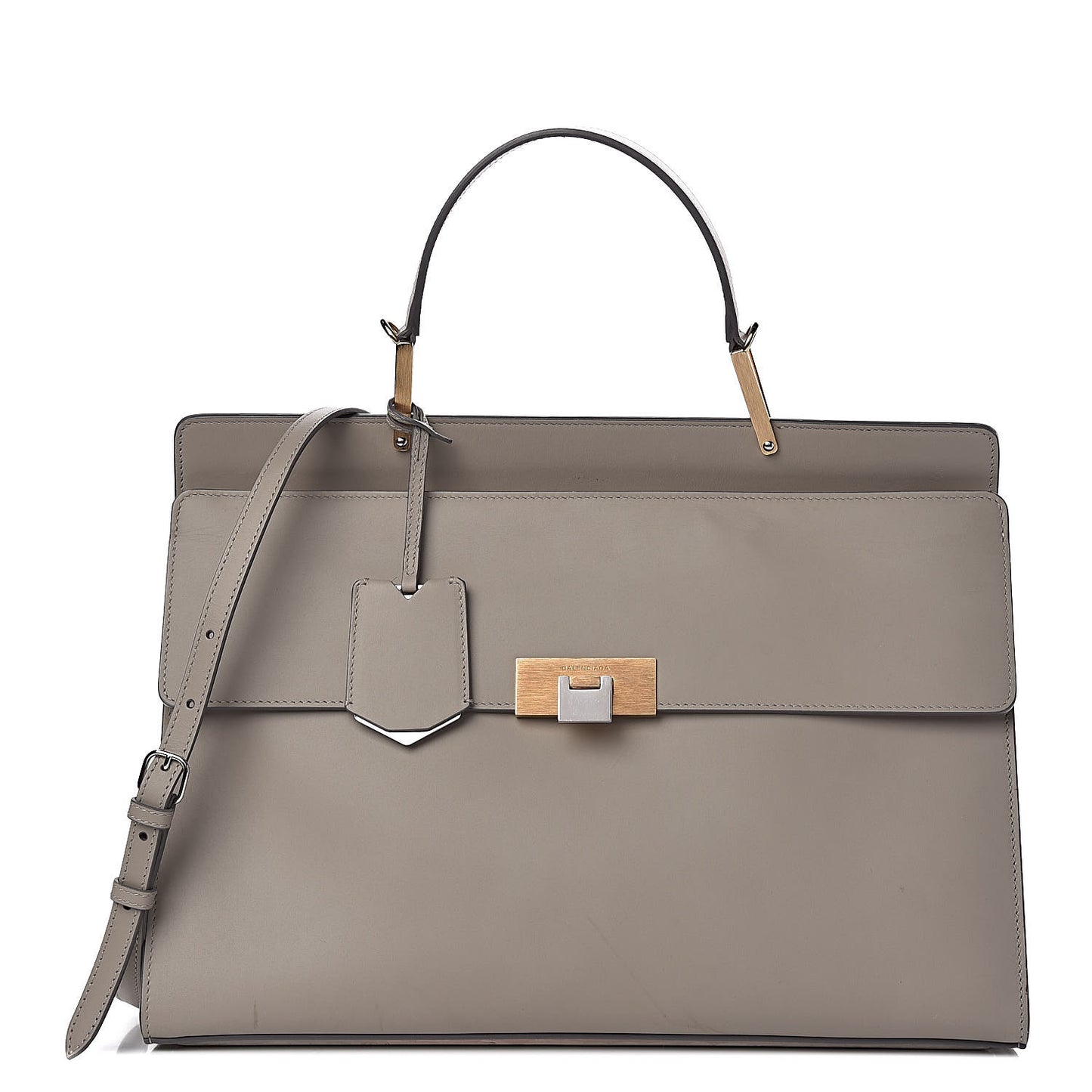 Calfskin Le Dix M Cartable Shoulder Bag Pearl Grey