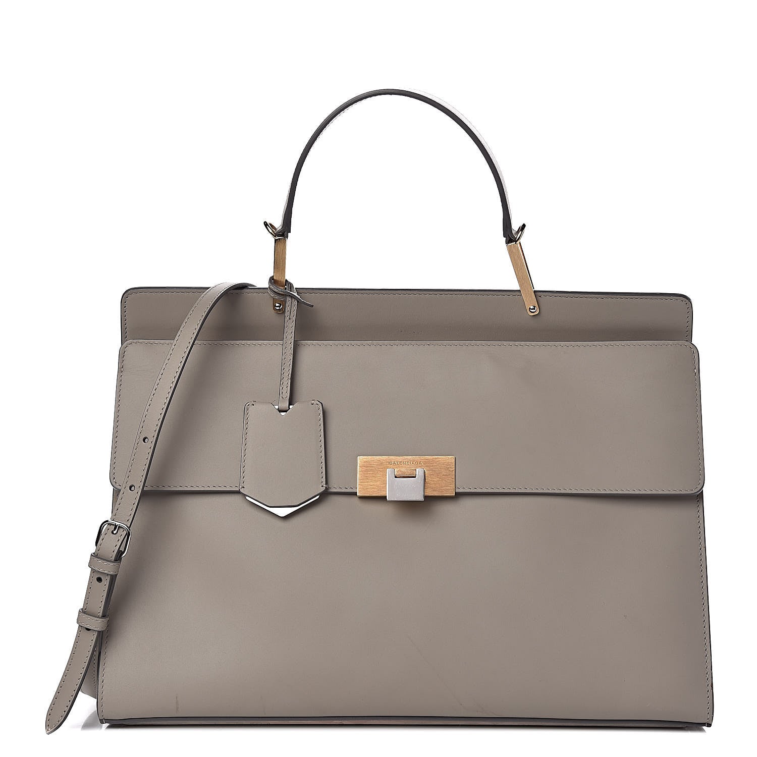 Balenciaga Calfskin Le Dix M Cartable Shoulder Bag Pearl Grey 1 of 15