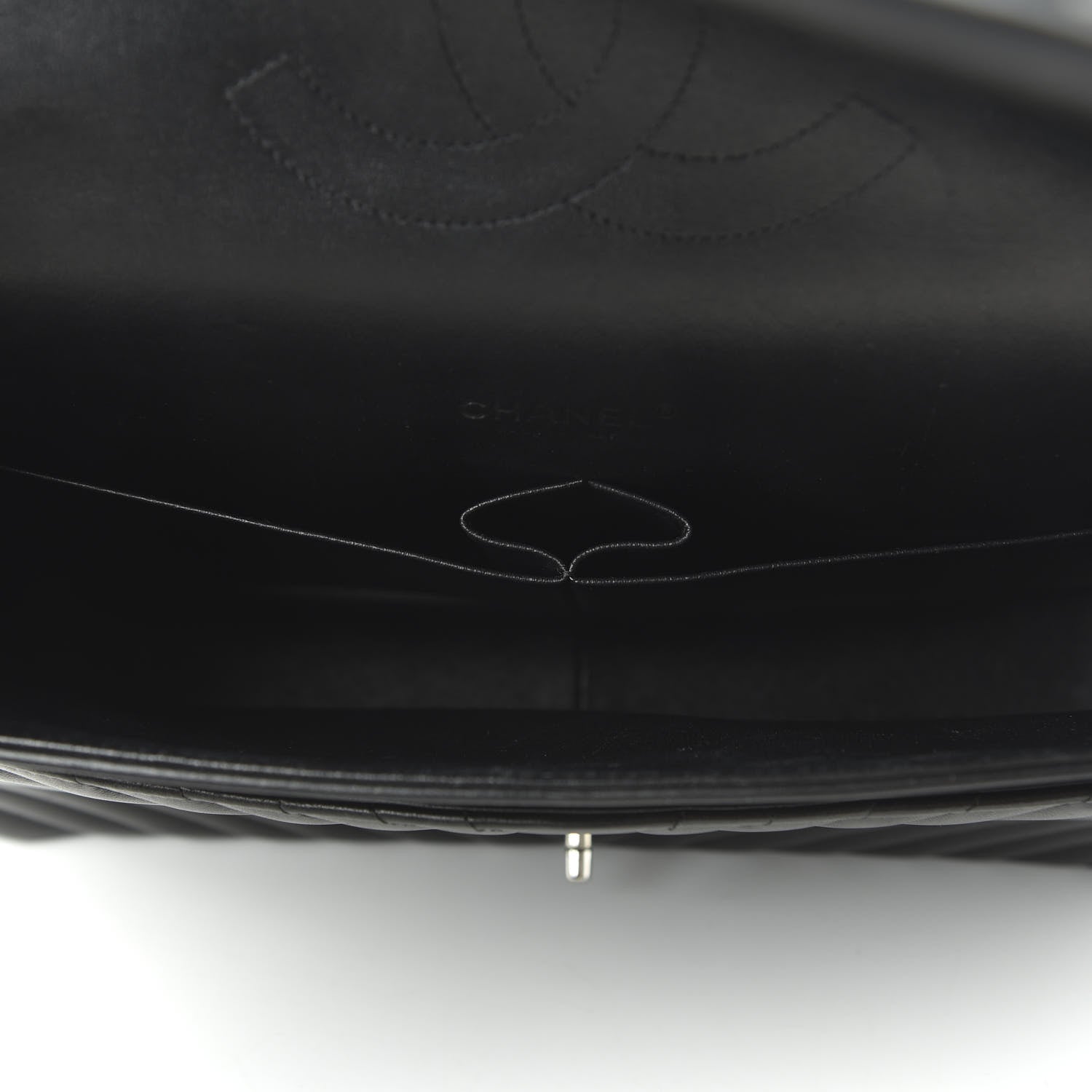 Chanel Lambskin Chevron Quilted Maxi Double Flap Black 6 of 13