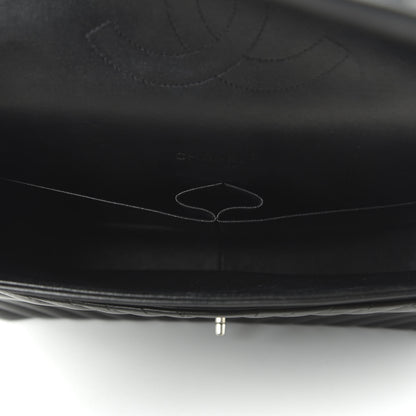 Chanel Lambskin Chevron Quilted Maxi Double Flap Black 6 of 13