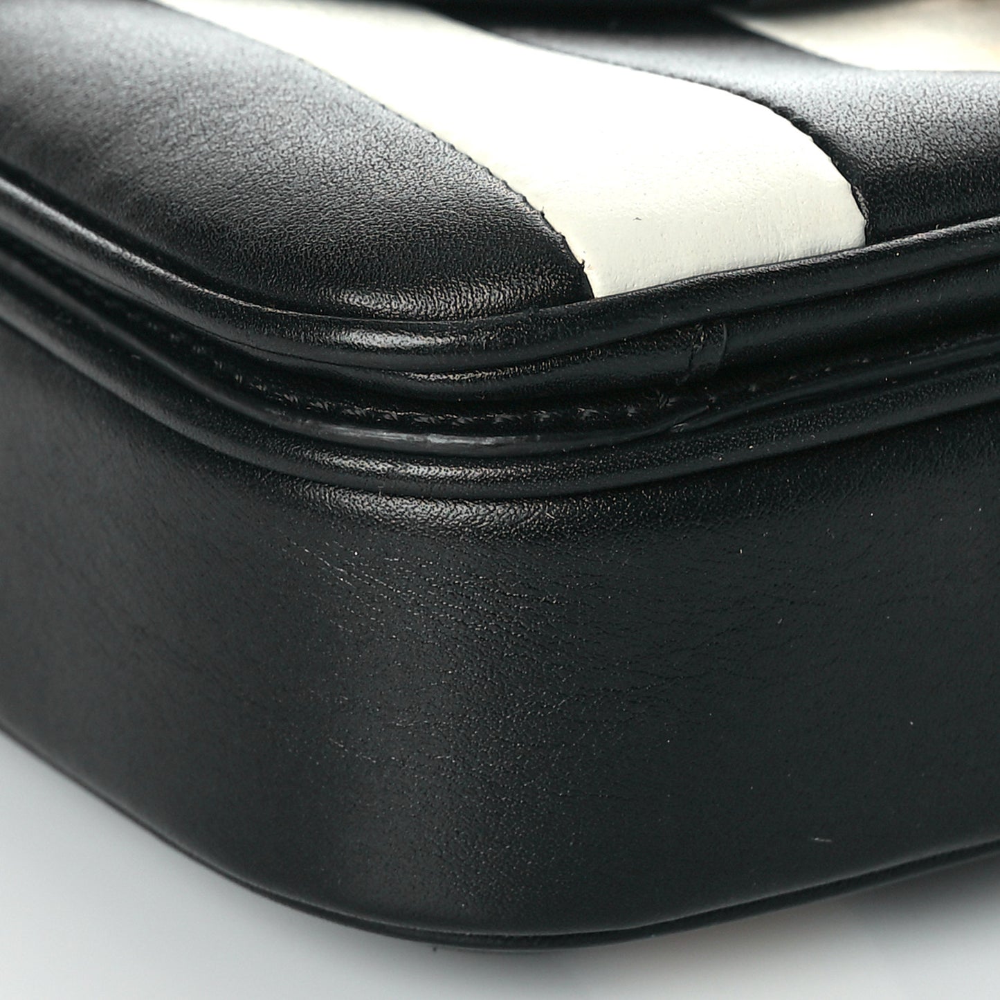 Shiny Calfskin Stripes Small C Bag Black