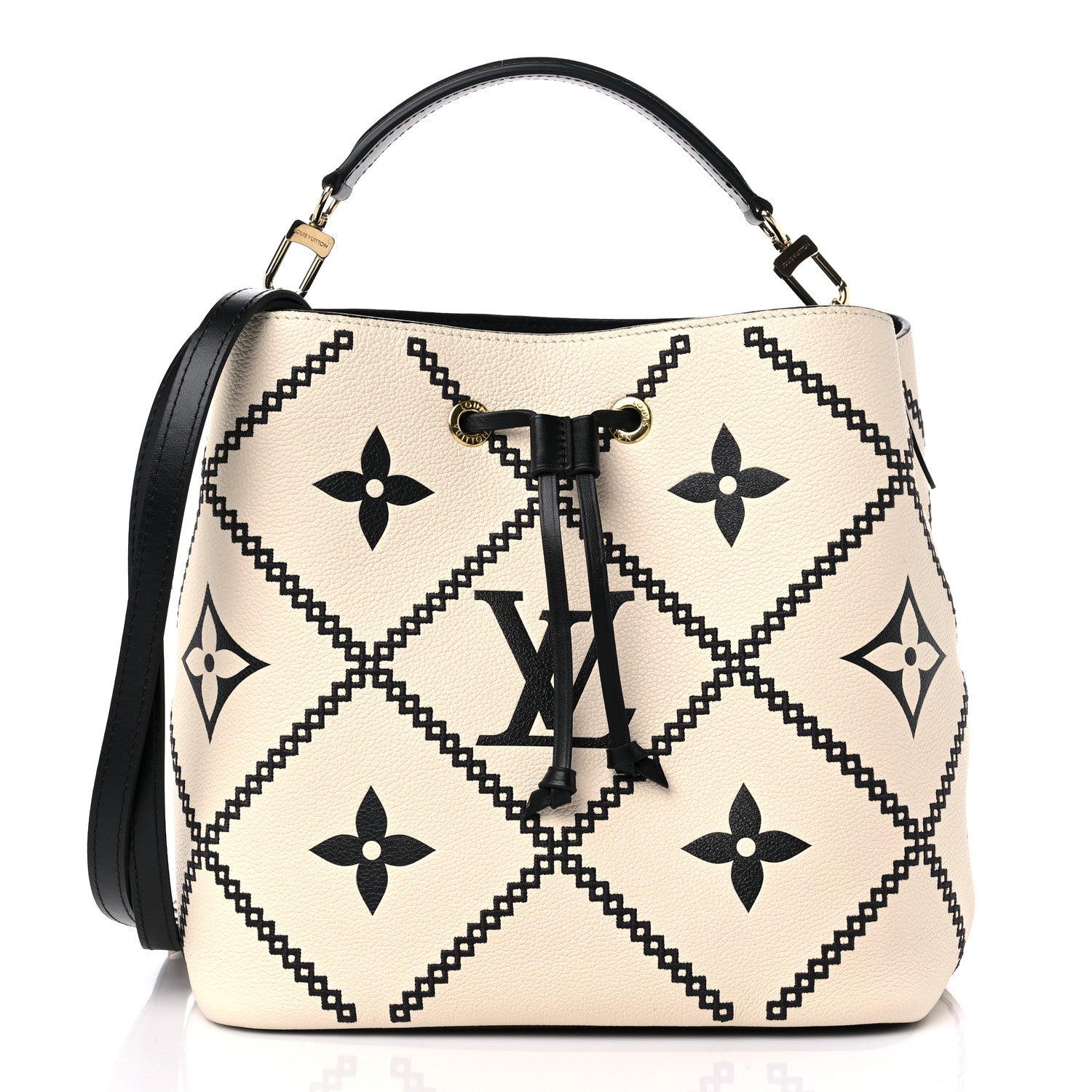 Louis Vuitton Empreinte Monogram Giant Broderies Neonoe MM Cream Black 3 of 11