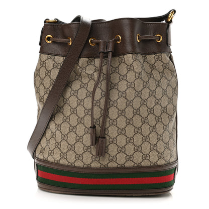 Gucci GG Supreme Monogram Web Ophidia Bucket Bag Brown 1 of 14