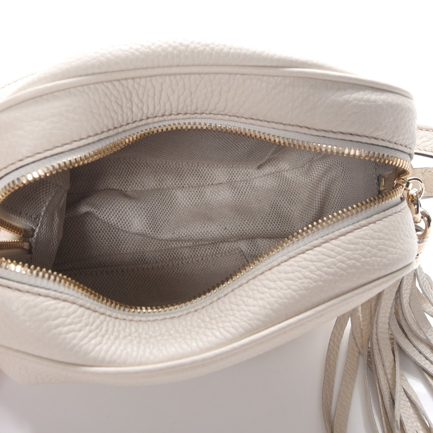 Pebbled Calfskin Small Soho Disco Bag Off White