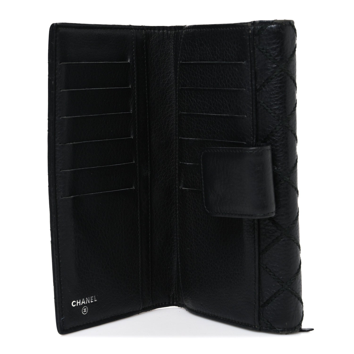Chanel Calfskin Stitched CC Long Wallet Black 6 of 11