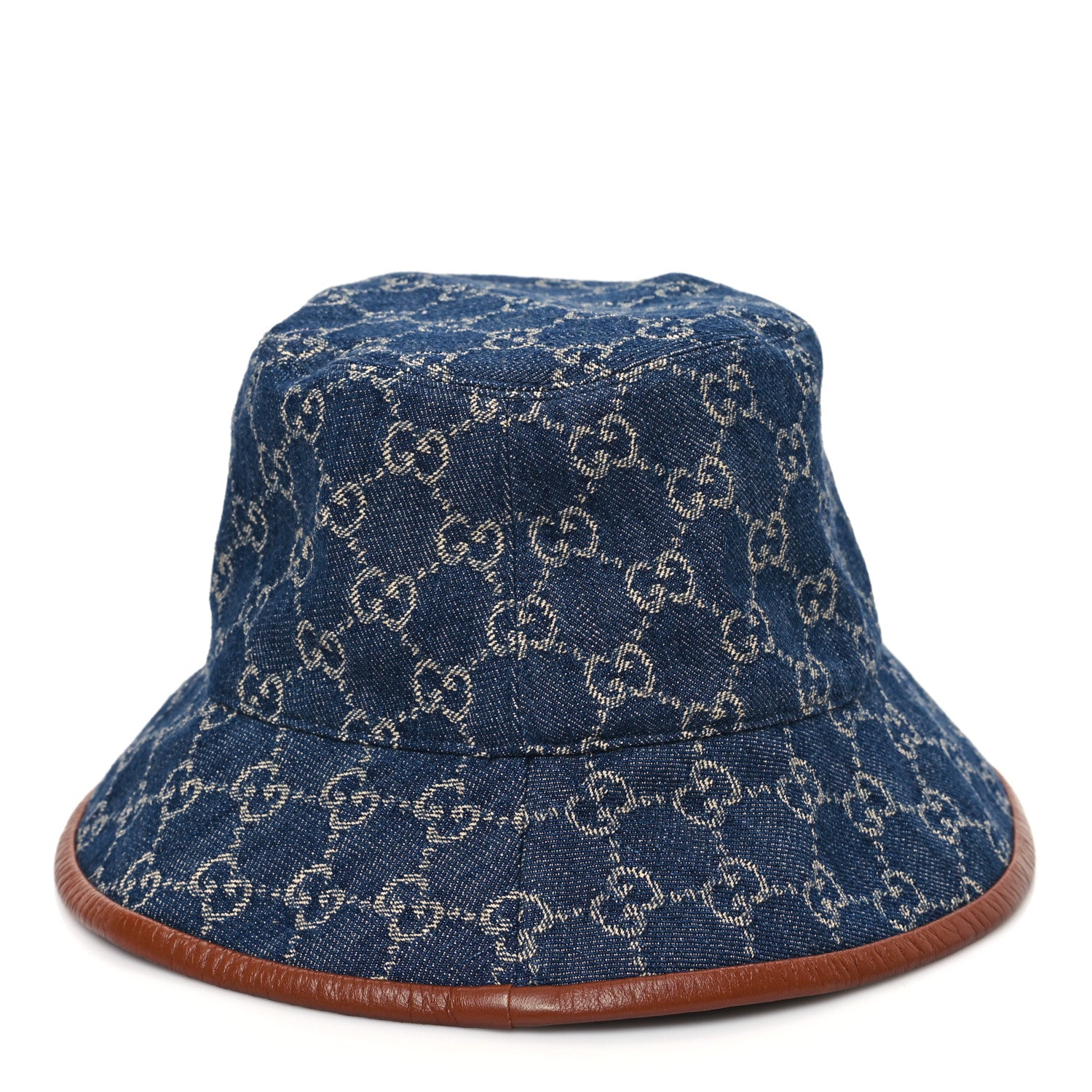 Gucci Washed Jacquard Denim Nappa GG Monogram Oscar Bucket Hat L Denim Cuir 3 of 9