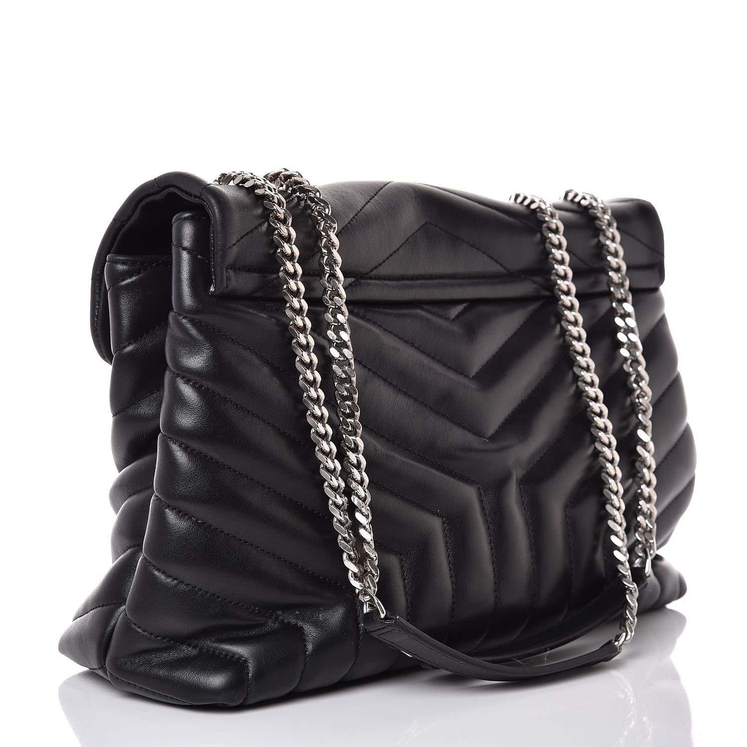 Saint Laurent Calfskin Y Quilted Monogram Medium Loulou Chain Satchel Black 3 of 8