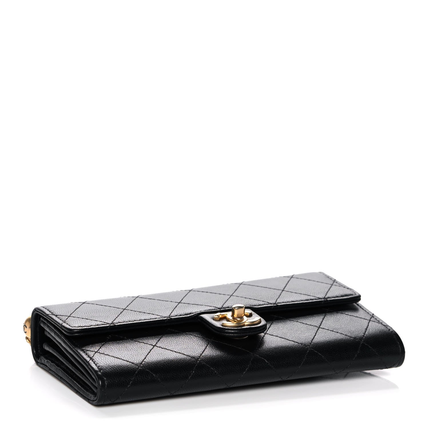 Chanel Goatskin Quilted Chic Pearls Clutch With Chain Black 4 of 12