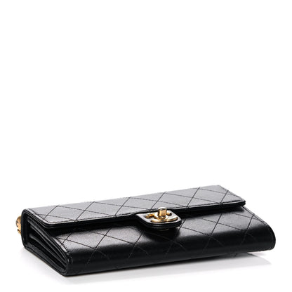 Chanel Goatskin Quilted Chic Pearls Clutch With Chain Black 4 of 12