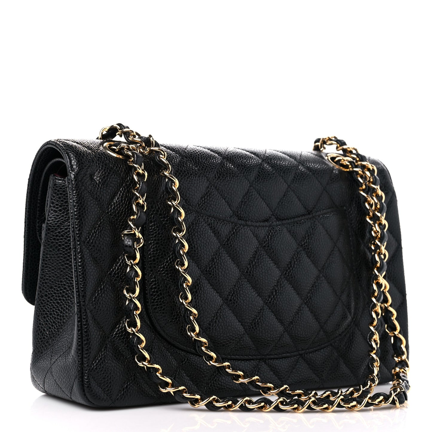 Caviar Quilted Medium Double Flap Black