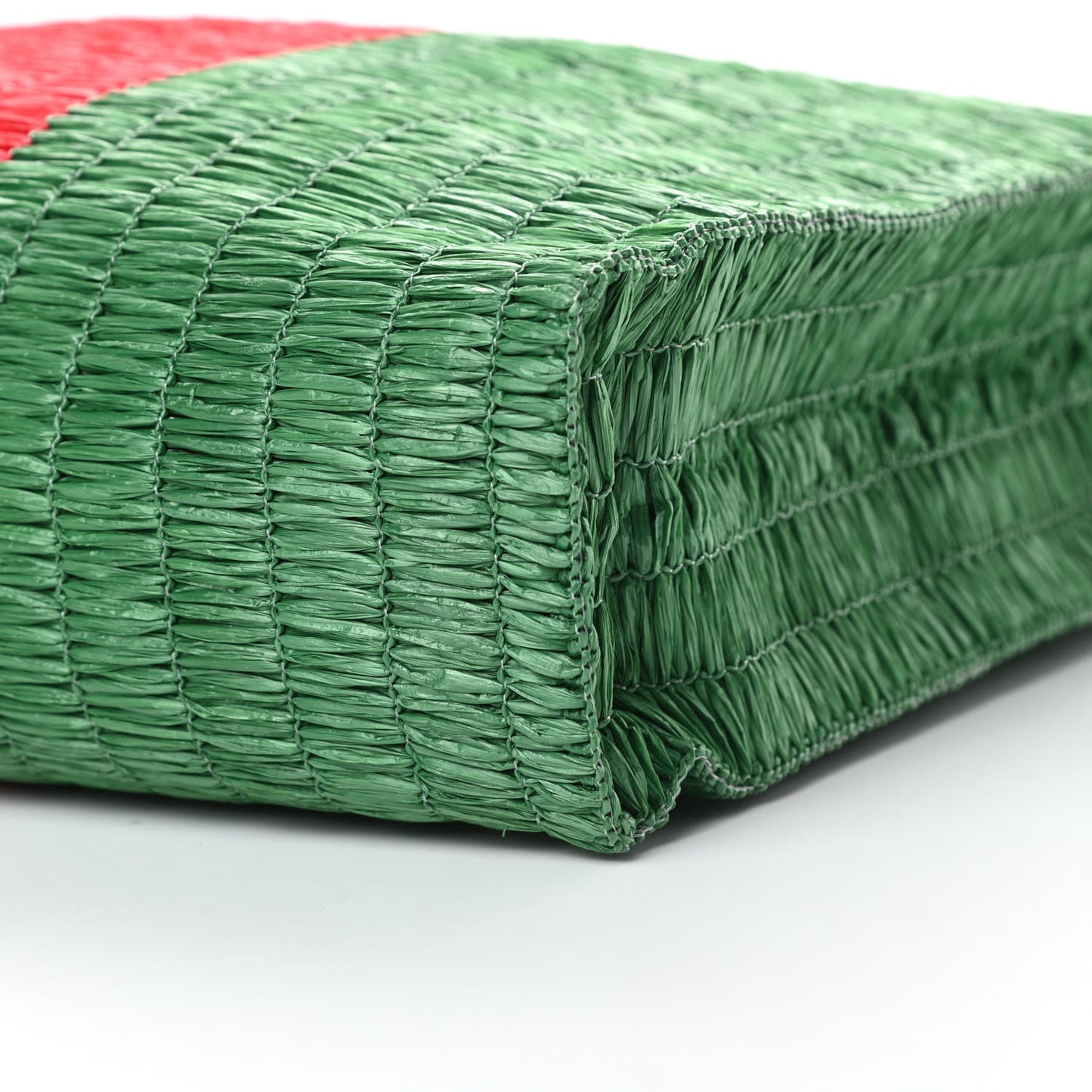 Raffia Linen Web Cestino Tote Bag Red Green