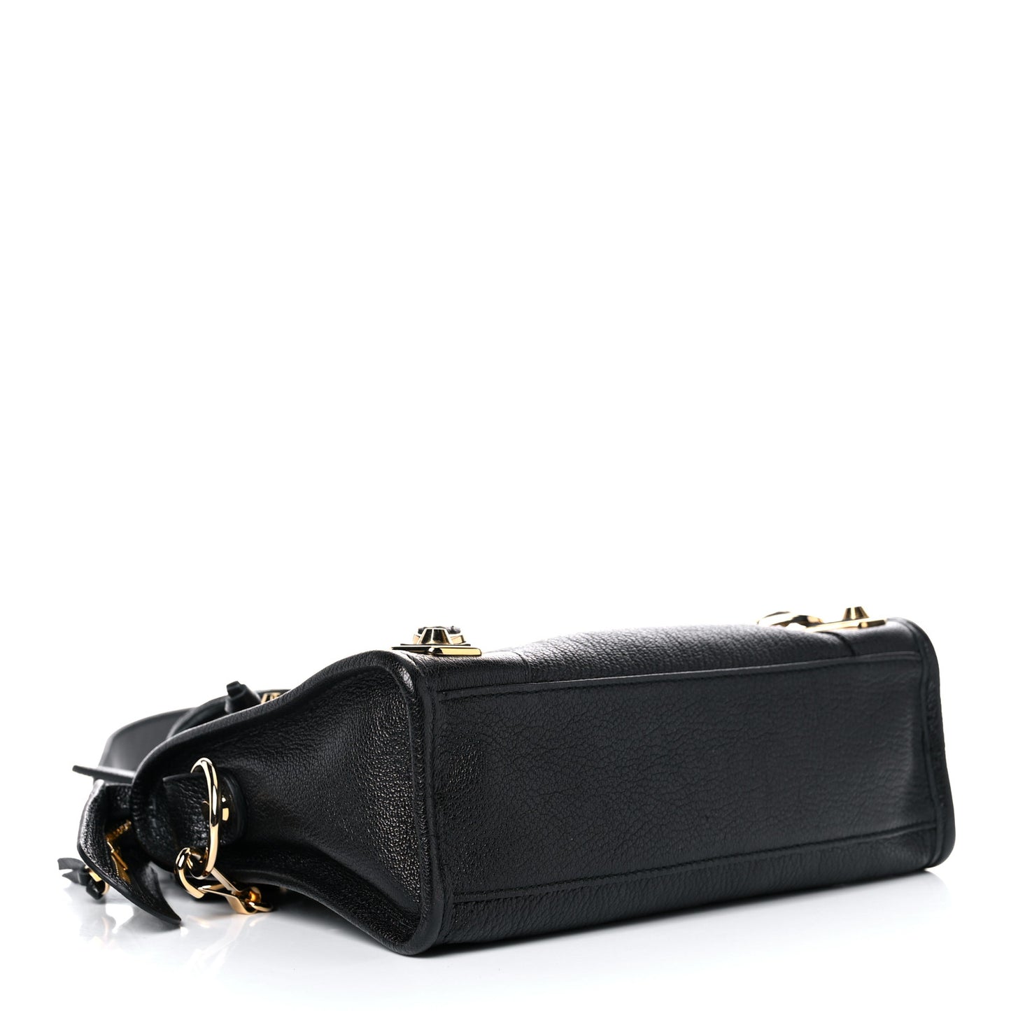 Chevre Gold Metallic Edge Hardware Mini City Black
